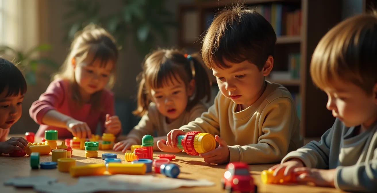 Illustration montrant la diversité des usages d'un jouet ouvert avec des enfants jouant de manière créative