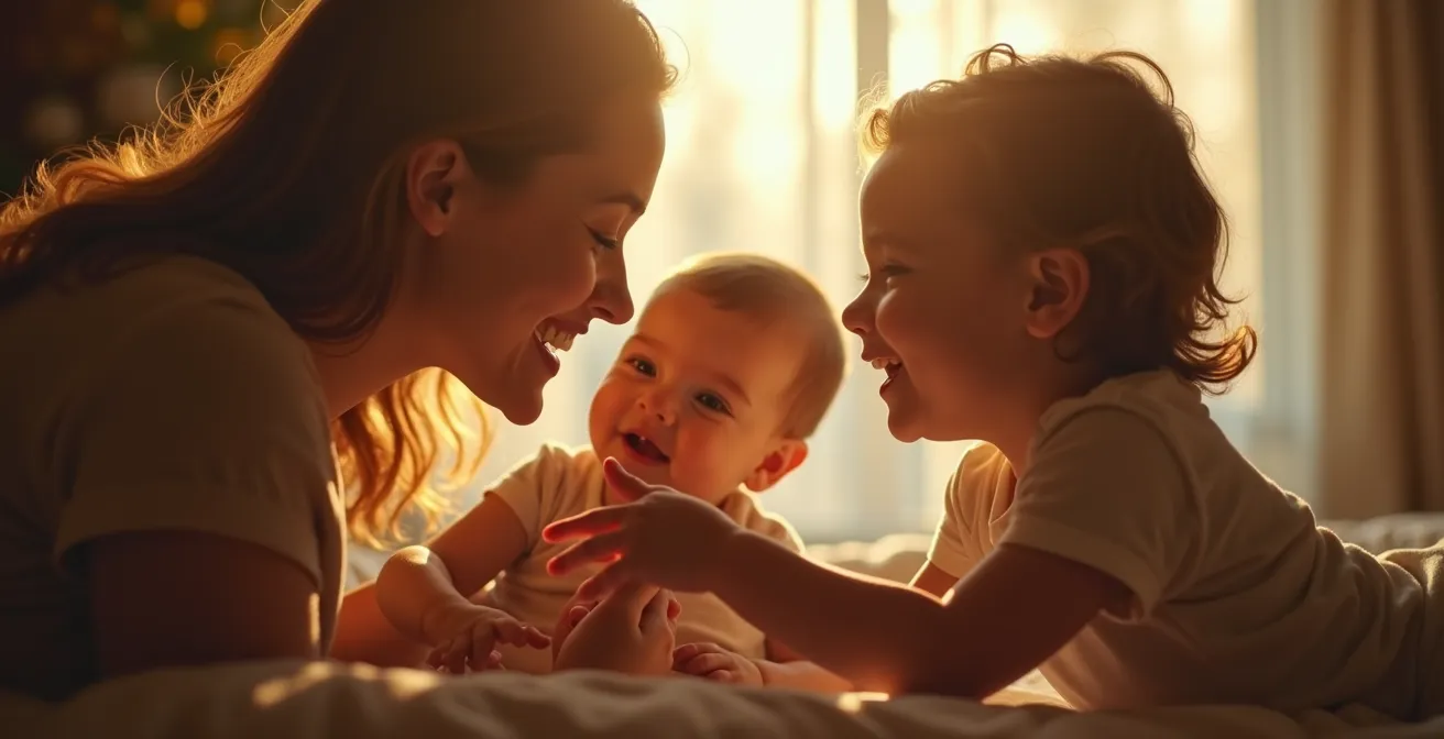 Parent jouant avec son enfant bébé dans un environnement chaleureux et sécurisant
