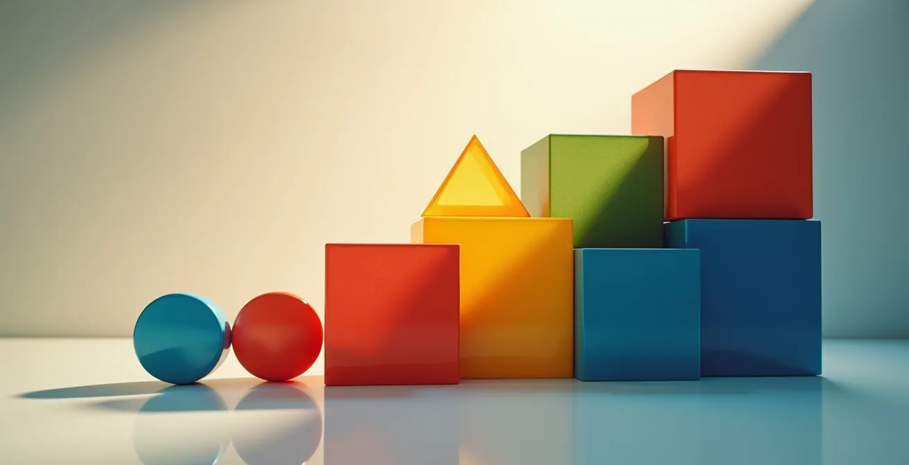 Composition macro de différents symboles de sécurité sur des surfaces de jouets colorés